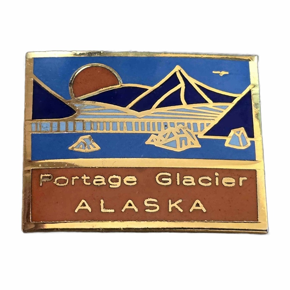 Portage Glacier Alaska Souvenir Enamel Metal Lapel Vest Hat Pin J5